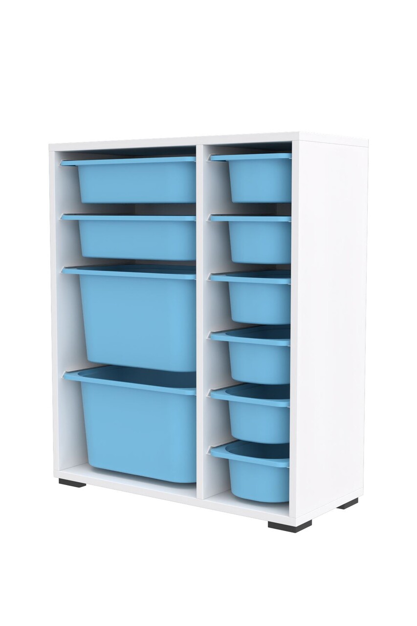 Dulap multifunctional, Hanah Home, Zen 2D2K6U, 69.5x83x30 cm, Alb/Albastru - imagine 6